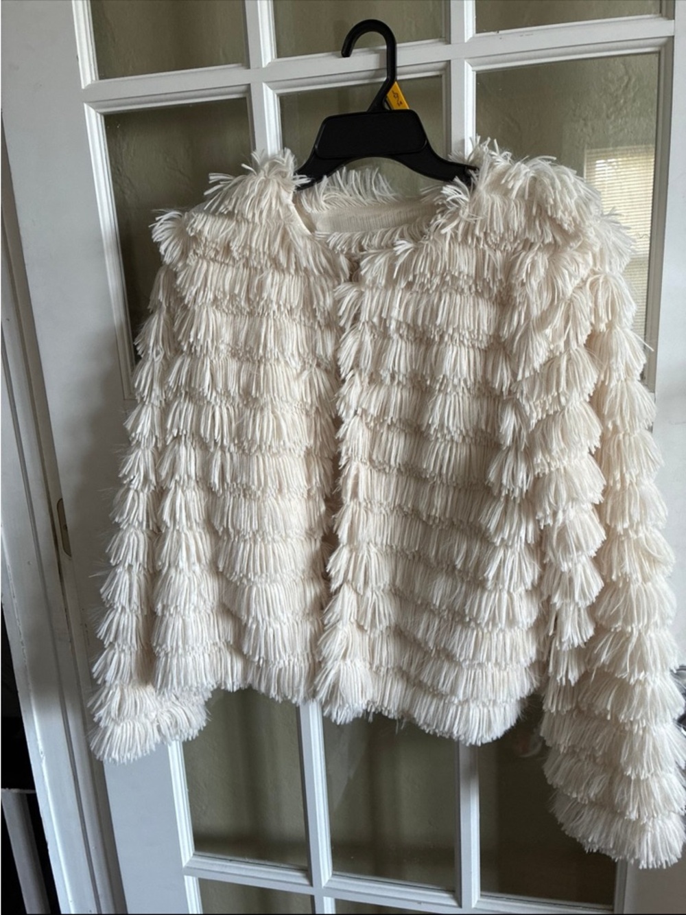 She + Sky Cream Fringe Teddy Jacket - Picture 2 of 6